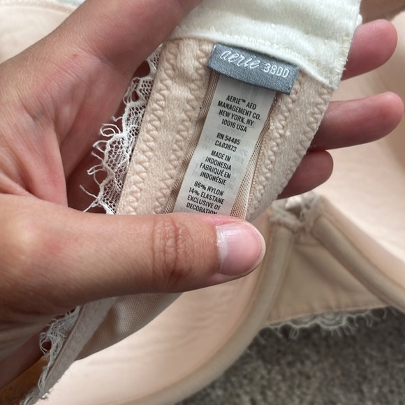 Aerie Flower Printed Lace Cream Bra 38 DD - Picture 4 of 4